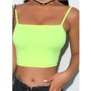 Fluorescent Light Green Spaghetti Strap Crop Top